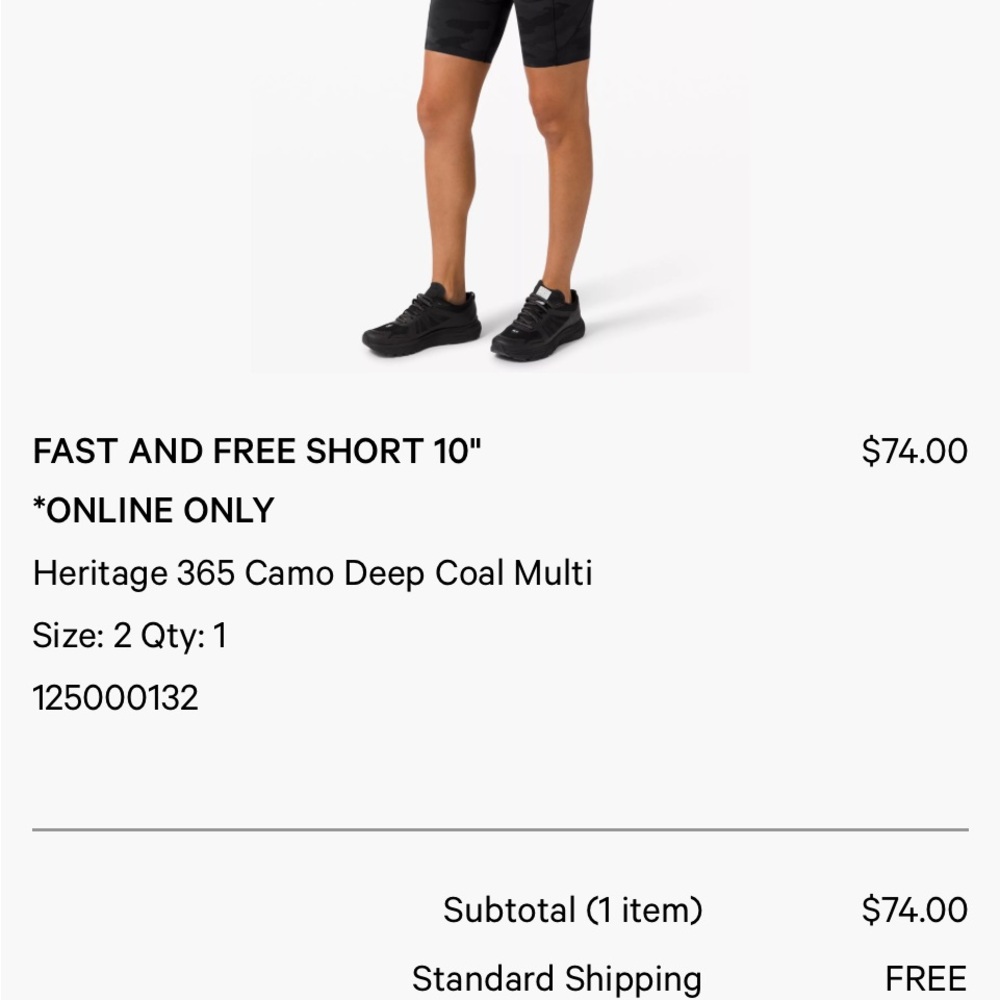 Lululemon fast and free camo short size 4